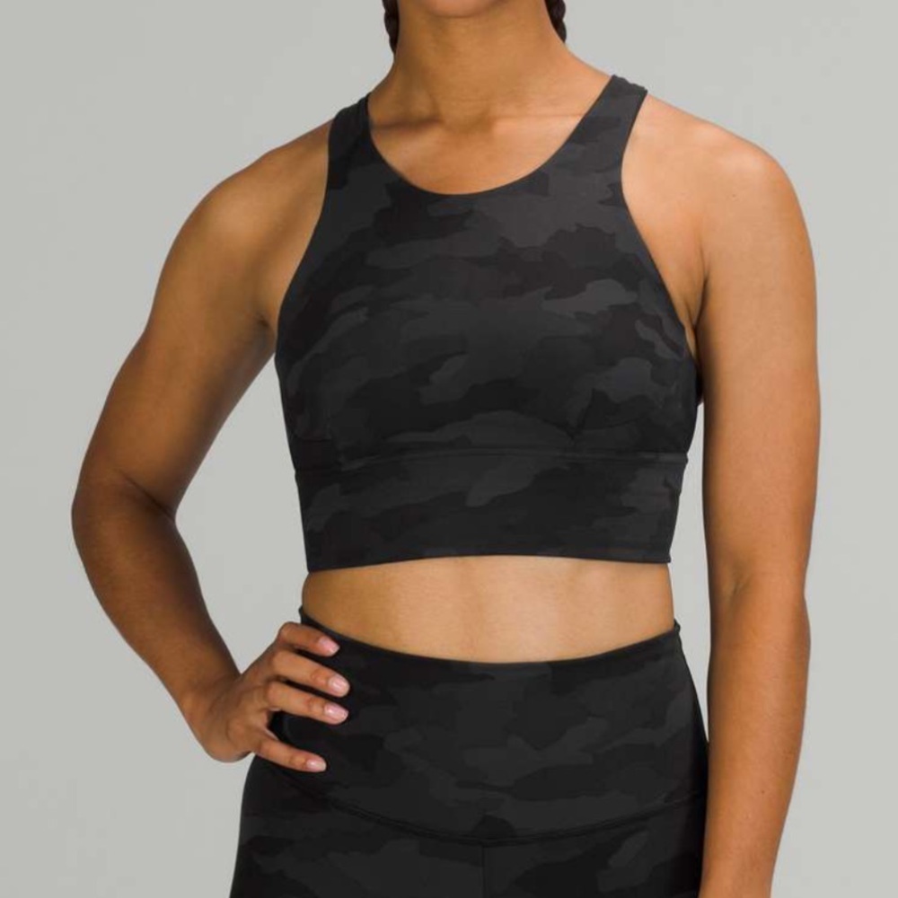 Lululemon wunder train long line bra crop top camo 12